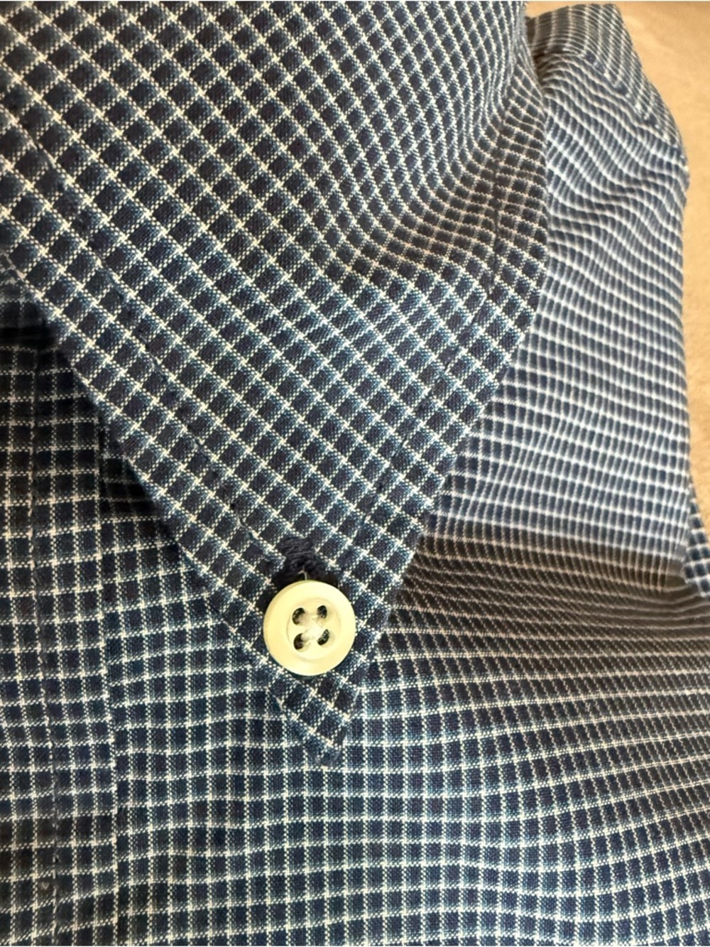 Nautica Men's Button-Down Shirr Blue Checked Large Cotton Long Sleeve Navy NEW